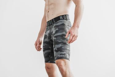 Nobull Compression 9" Plush Heather Men's Shorts Dark Grey Camo | Australia (GP0357)